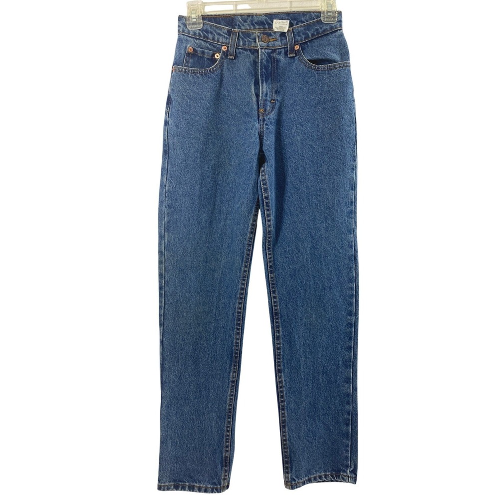 Jordache Vintage Jeans Junior 3/4 Mid Rise Straight Leg Blue Jeans 100% Cotton